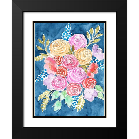 Floral Gaze I Black Modern Wood Framed Art Print with Double Matting by Moore, Regina