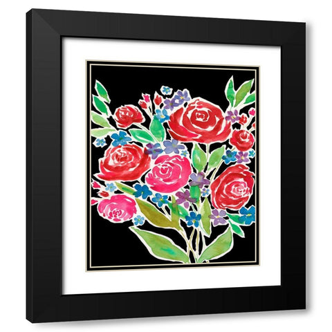 Floral Choir Bouquet Black Modern Wood Framed Art Print with Double Matting by Moore, Regina