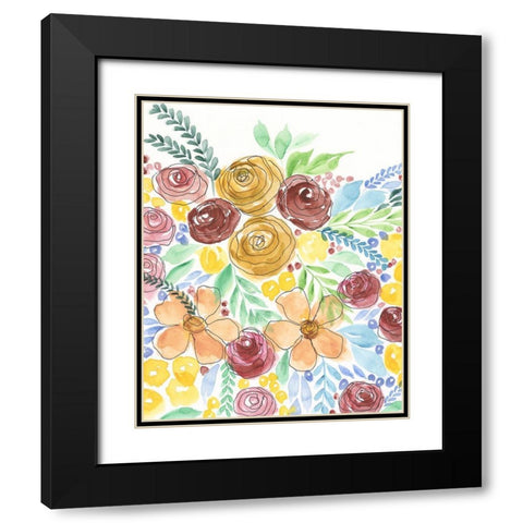 Flower Carousel I Black Modern Wood Framed Art Print with Double Matting by Moore, Regina