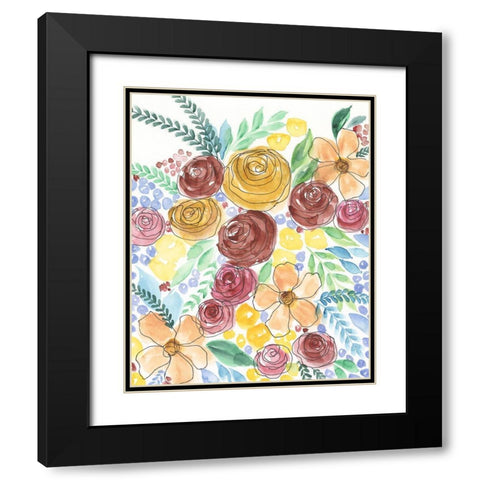 Flower Carousel II Black Modern Wood Framed Art Print with Double Matting by Moore, Regina