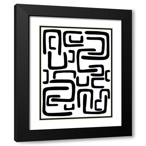 Shuffle II Black Modern Wood Framed Art Print with Double Matting by Moore, Regina