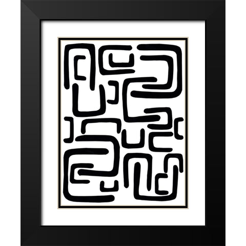 Shuffle II Black Modern Wood Framed Art Print with Double Matting by Moore, Regina