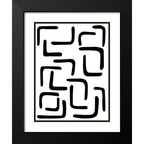 Shuffle III Black Modern Wood Framed Art Print with Double Matting by Moore, Regina