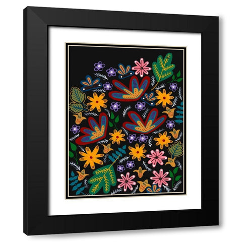 Muddled Flowers I Black Modern Wood Framed Art Print with Double Matting by Moore, Regina