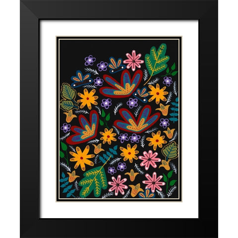 Muddled Flowers I Black Modern Wood Framed Art Print with Double Matting by Moore, Regina