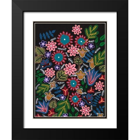 Muddled Flowers II Black Modern Wood Framed Art Print with Double Matting by Moore, Regina