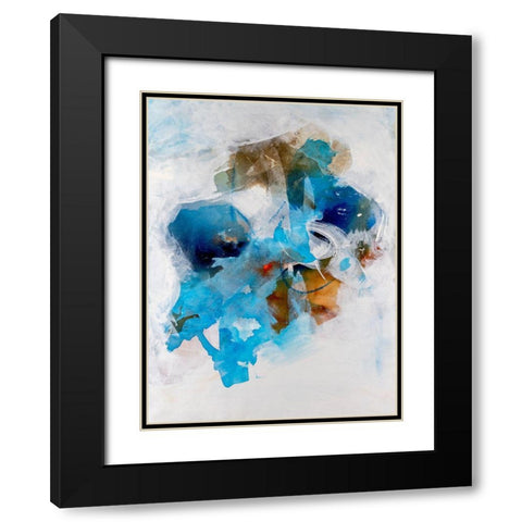 Misty Blue I Black Modern Wood Framed Art Print with Double Matting by Combs, Joyce