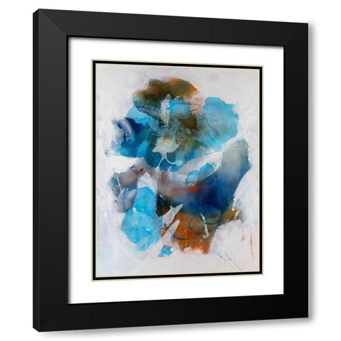 Misty Blue II Black Modern Wood Framed Art Print with Double Matting by Combs, Joyce