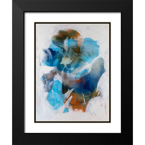 Misty Blue II Black Modern Wood Framed Art Print with Double Matting by Combs, Joyce