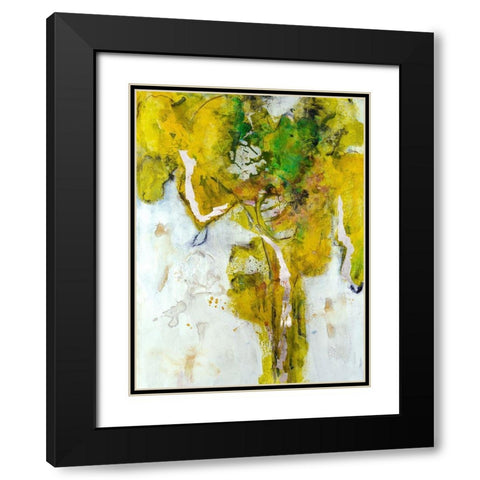 Golden Foliage I Black Modern Wood Framed Art Print with Double Matting by Combs, Joyce