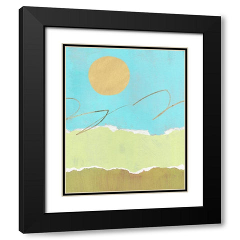 Green and Gold Pieced Landscape I Black Modern Wood Framed Art Print with Double Matting by Green, Jacob