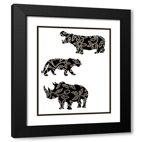 Ornamental Safari Animals II Black Modern Wood Framed Art Print with Double Matting by Moore, Regina
