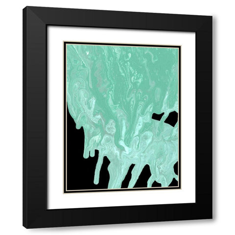 Teal Cascade I Black Modern Wood Framed Art Print with Double Matting by Moore, Regina