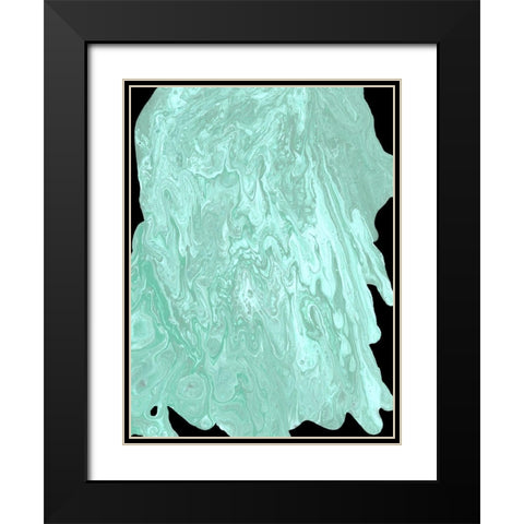Teal Cascade II Black Modern Wood Framed Art Print with Double Matting by Moore, Regina