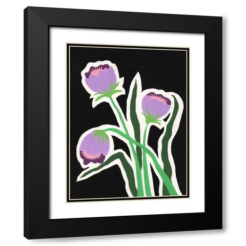 Pop Flowers II Black Modern Wood Framed Art Print with Double Matting by Moore, Regina