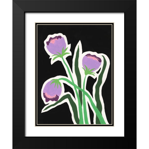Pop Flowers II Black Modern Wood Framed Art Print with Double Matting by Moore, Regina