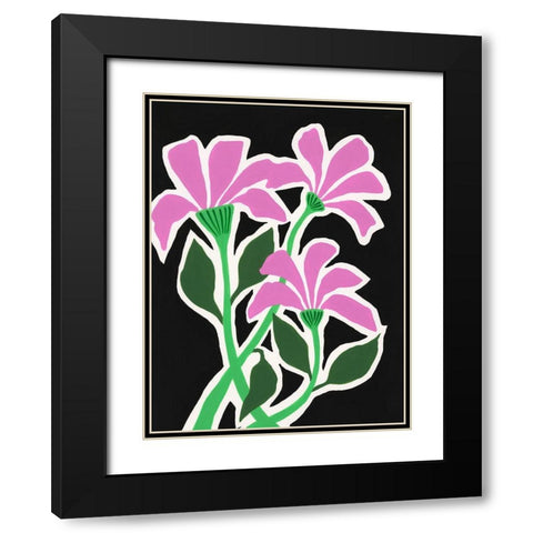 Pop Flowers V Black Modern Wood Framed Art Print with Double Matting by Moore, Regina