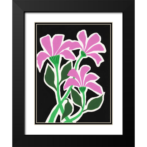 Pop Flowers V Black Modern Wood Framed Art Print with Double Matting by Moore, Regina