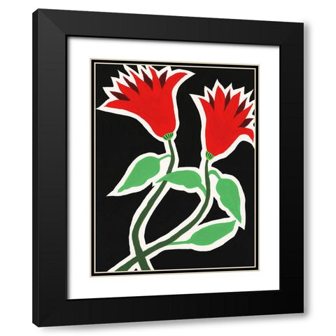 Pop Flowers VI Black Modern Wood Framed Art Print with Double Matting by Moore, Regina