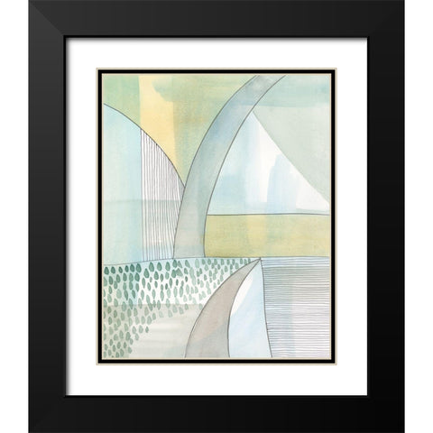Mint Reflection II Black Modern Wood Framed Art Print with Double Matting by Moore, Regina