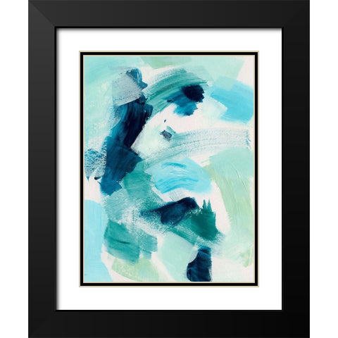 Teal Composition I Black Modern Wood Framed Art Print with Double Matting by Barnes, Victoria