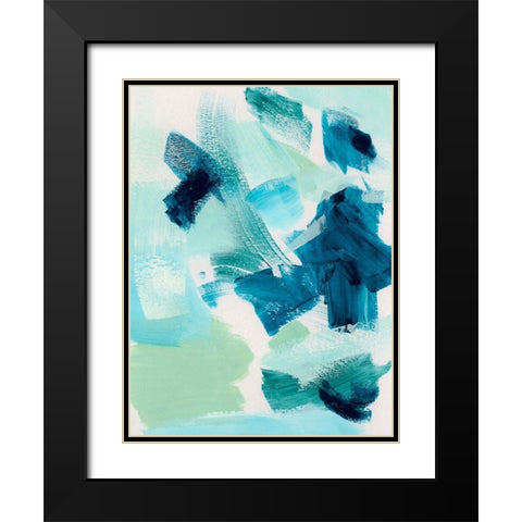 Teal Composition II Black Modern Wood Framed Art Print with Double Matting by Barnes, Victoria