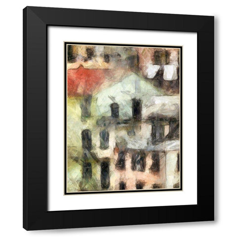 Stacked Houses II Black Modern Wood Framed Art Print with Double Matting by Saunders, Alonzo