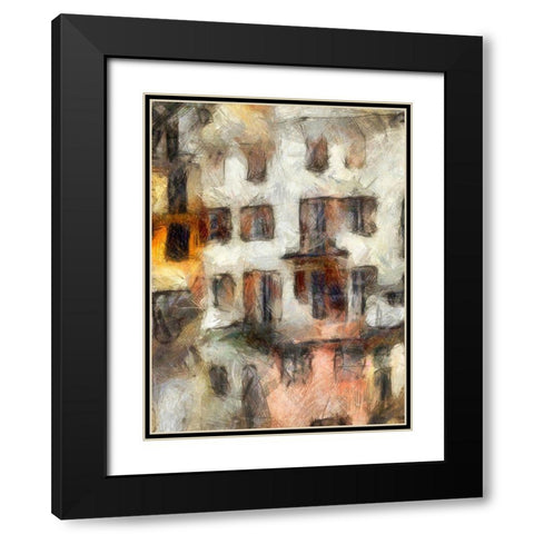 Stacked Houses III Black Modern Wood Framed Art Print with Double Matting by Saunders, Alonzo