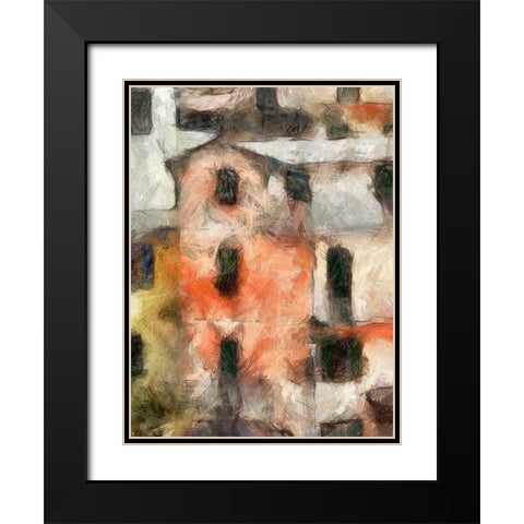 Stacked Houses IV Black Modern Wood Framed Art Print with Double Matting by Saunders, Alonzo