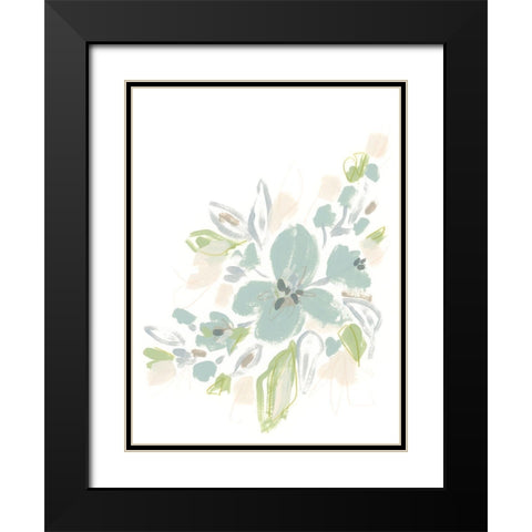 Seafoam Petals II Black Modern Wood Framed Art Print with Double Matting by Vess, June Erica