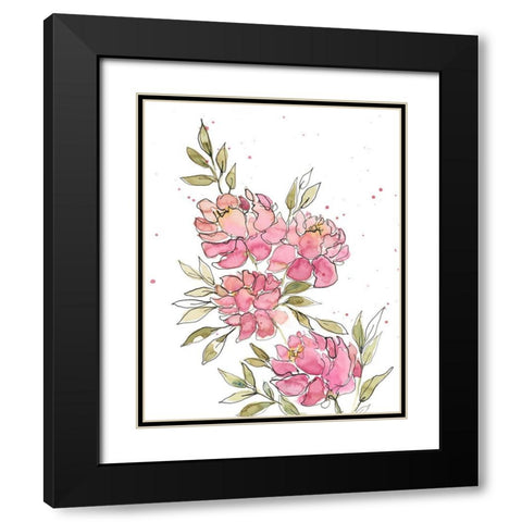 Watercolor Blooms I Black Modern Wood Framed Art Print with Double Matting by Moore, Regina