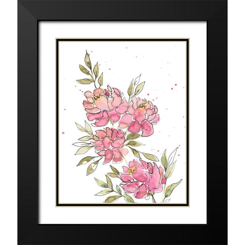 Watercolor Blooms I Black Modern Wood Framed Art Print with Double Matting by Moore, Regina
