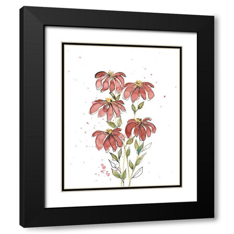 Watercolor Blooms II Black Modern Wood Framed Art Print with Double Matting by Moore, Regina