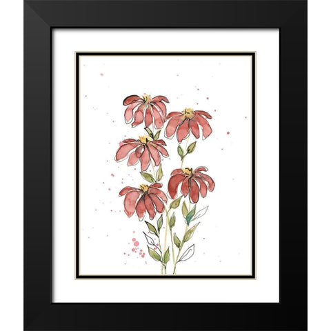 Watercolor Blooms II Black Modern Wood Framed Art Print with Double Matting by Moore, Regina