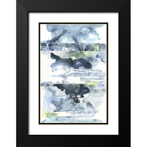 Blue Memories II Black Modern Wood Framed Art Print with Double Matting by Combs, Joyce