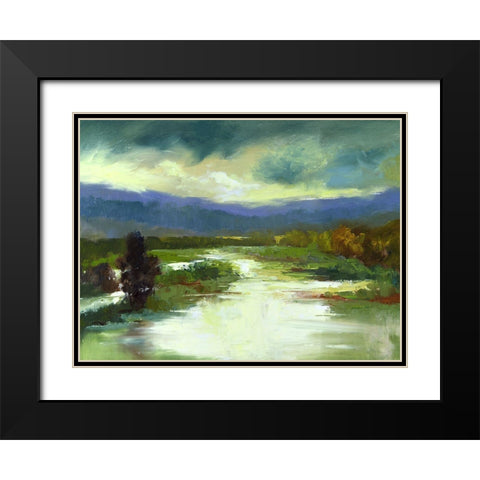 Mountain Meadow Black Modern Wood Framed Art Print with Double Matting by Finch, Sheila