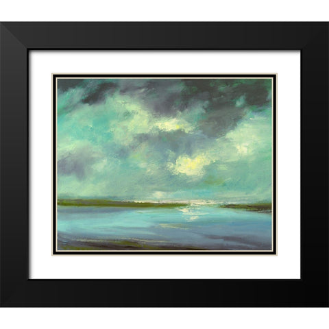 Lagoon Black Modern Wood Framed Art Print with Double Matting by Finch, Sheila