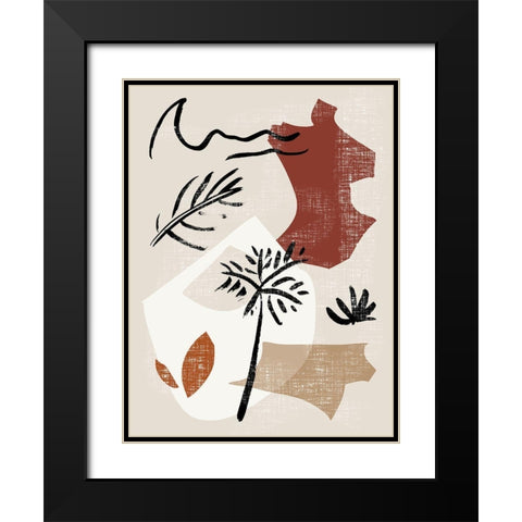 Soft Palms V Black Modern Wood Framed Art Print with Double Matting by Wang, Melissa