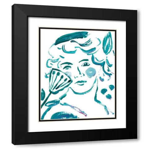 Budding Flower I Black Modern Wood Framed Art Print with Double Matting by Wang, Melissa