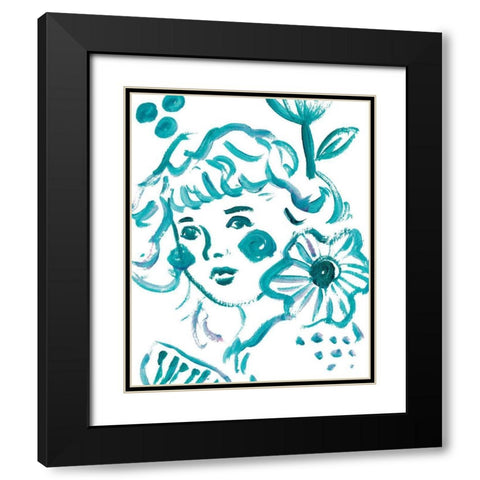 Budding Flower II Black Modern Wood Framed Art Print with Double Matting by Wang, Melissa