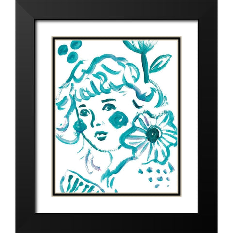 Budding Flower II Black Modern Wood Framed Art Print with Double Matting by Wang, Melissa