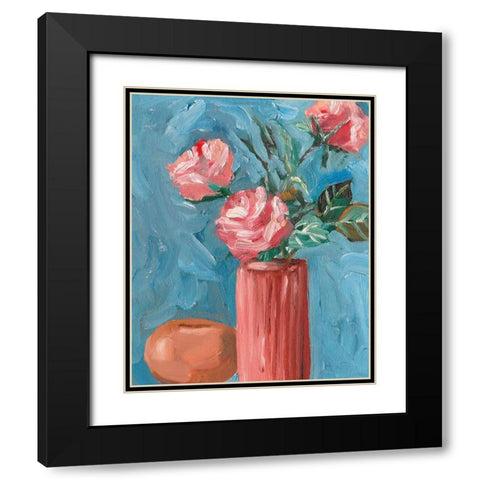 Rosa Blooms II Black Modern Wood Framed Art Print with Double Matting by Wang, Melissa