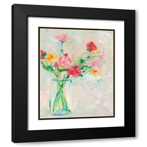 Painterly Soft Bouquet I Black Modern Wood Framed Art Print with Double Matting by Wang, Melissa