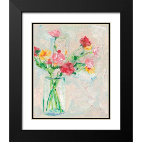 Painterly Soft Bouquet I Black Modern Wood Framed Art Print with Double Matting by Wang, Melissa