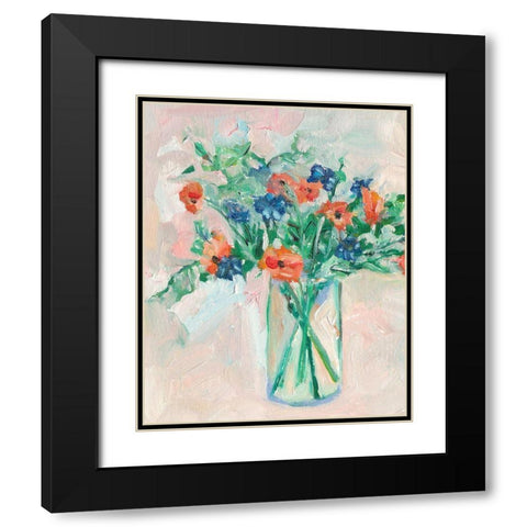 Painterly Soft Bouquet II Black Modern Wood Framed Art Print with Double Matting by Wang, Melissa