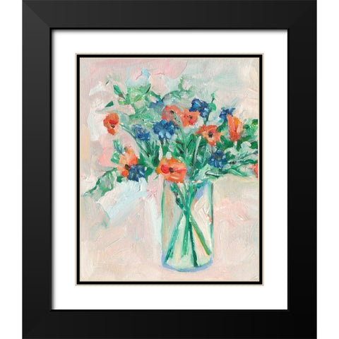 Painterly Soft Bouquet II Black Modern Wood Framed Art Print with Double Matting by Wang, Melissa