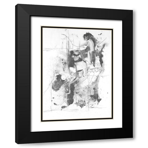 Graphite Abstract I Black Modern Wood Framed Art Print with Double Matting by Willett, Michael