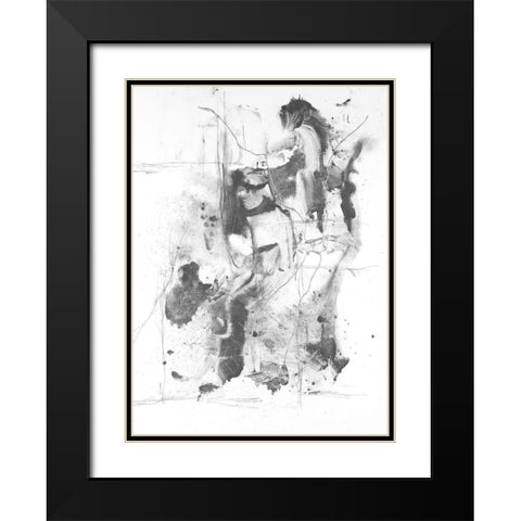 Graphite Abstract I Black Modern Wood Framed Art Print with Double Matting by Willett, Michael
