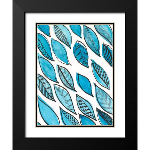 Patterned Leaf Shapes I Black Modern Wood Framed Art Print with Double Matting by Moore, Regina