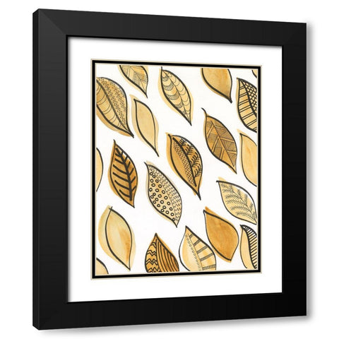 Patterned Leaf Shapes II Black Modern Wood Framed Art Print with Double Matting by Moore, Regina
